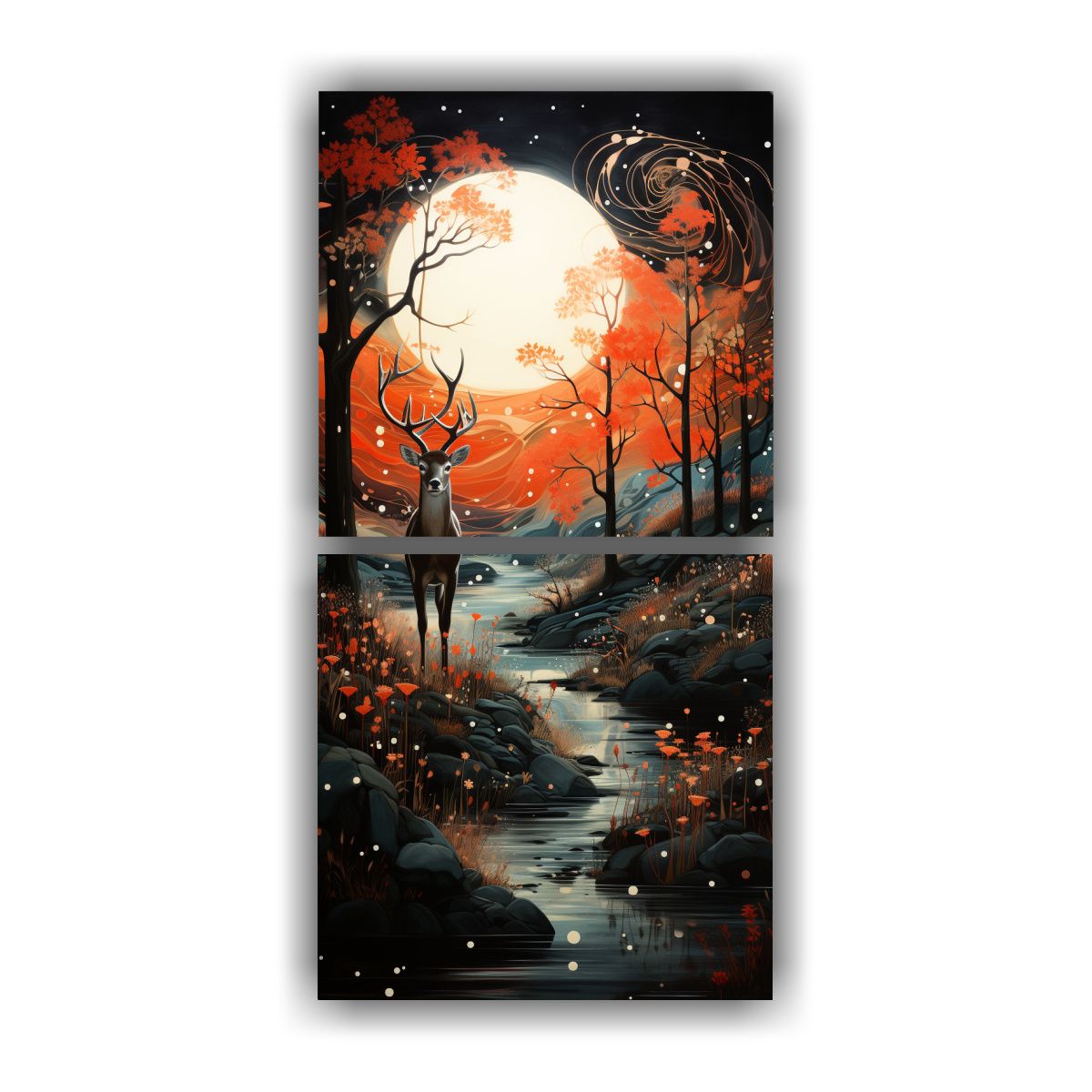 GENERICO - Pintura Con Luna Cerca De Montañas Y Estrellas 20x40 Cm