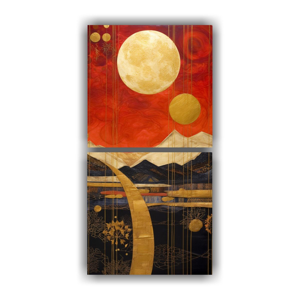 GENERICO - Pintura Con Luna Cerca De Las Montañas En 20x40 Cm