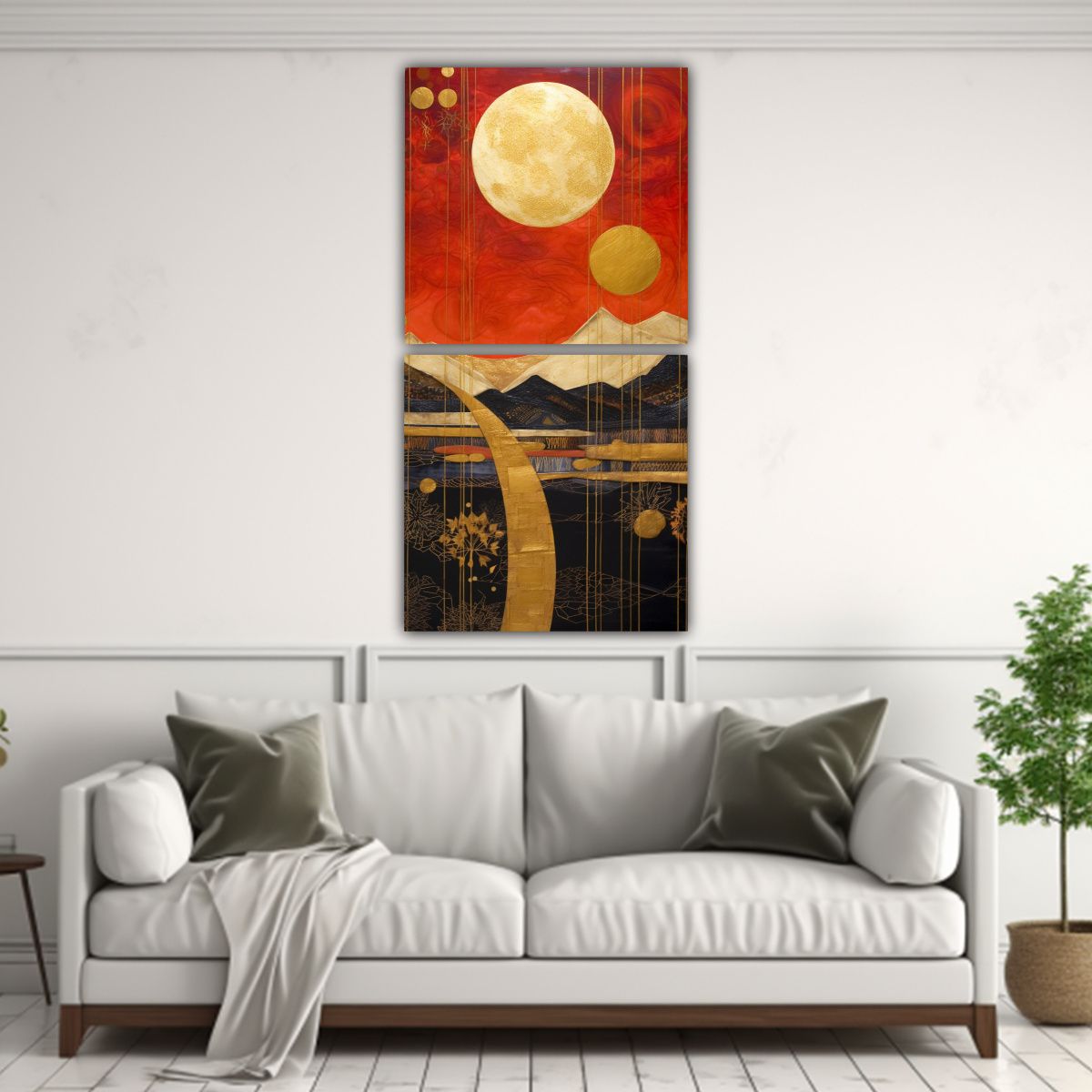GENERICO - Pintura Con Luna Cerca De Las Montañas En 20x40 Cm