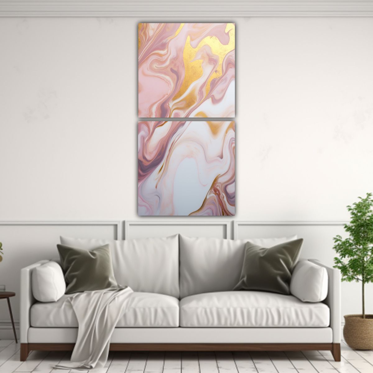 GENERICO - Díptico Vintage Lienzo Mármol Artístico 30x60 Cm