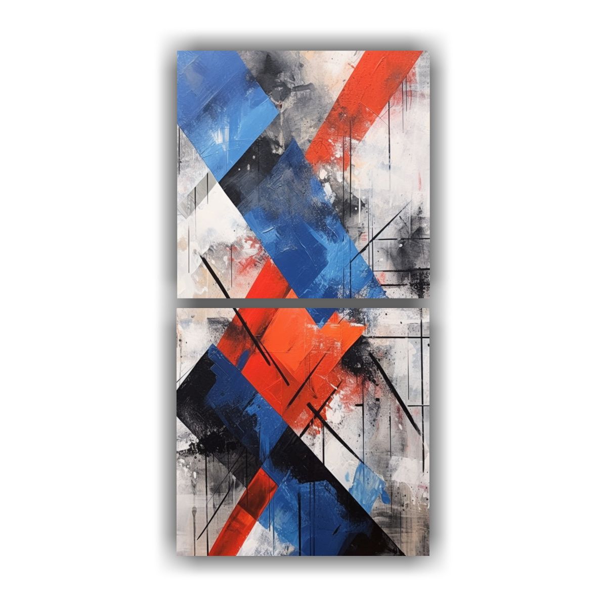 GENERICO - Armonía Cromática Abstracta Con Azul Rojo Y 50x100 Cm