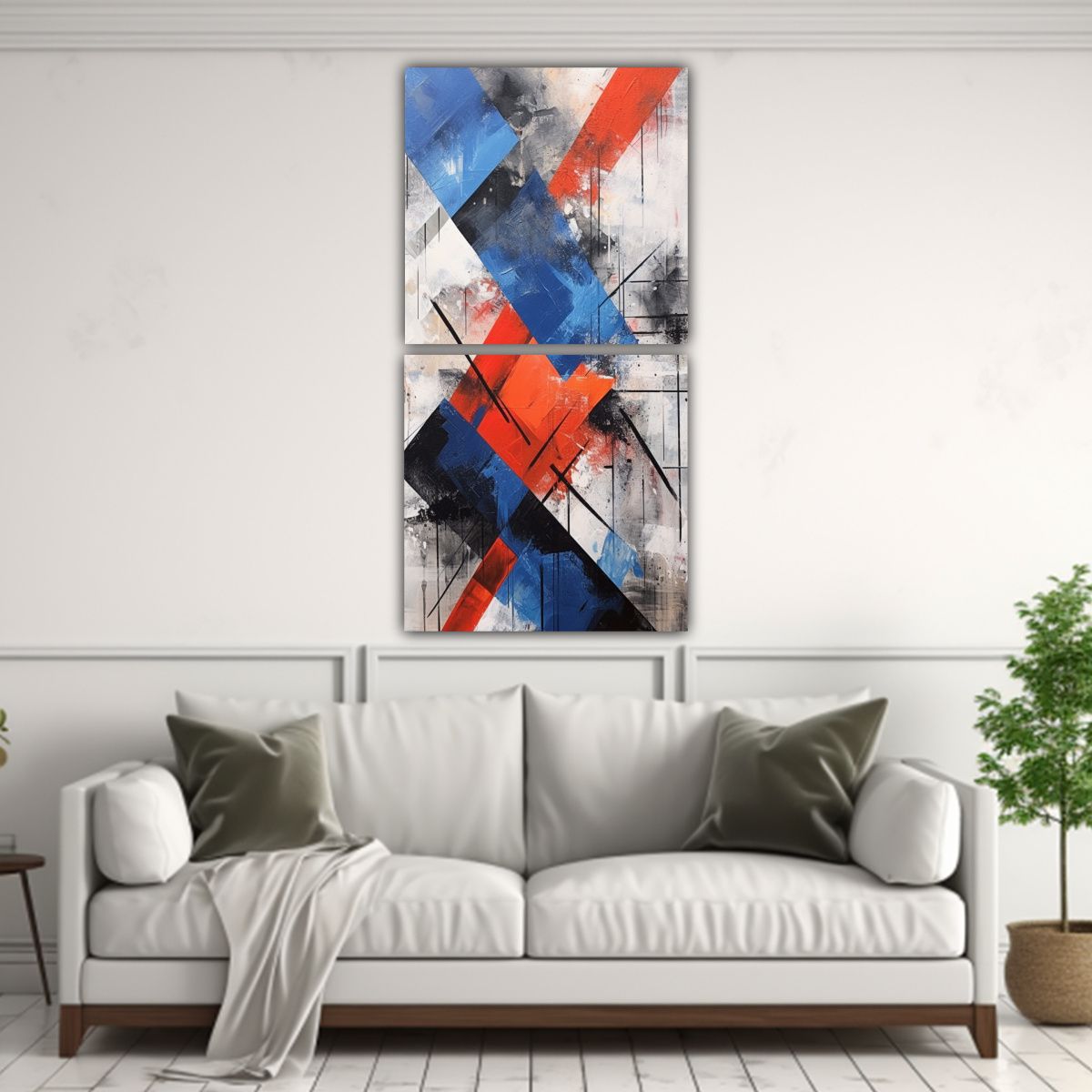 GENERICO - Armonía Cromática Abstracta Con Azul Rojo Y 50x100 Cm