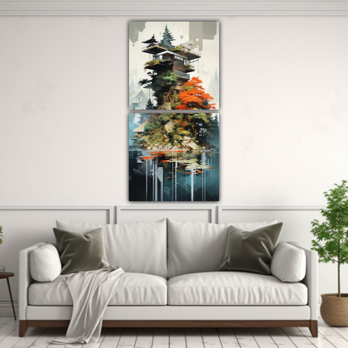 GENERICO - Pintura Vanguardia Belleza Sobre árboles En Set 60x120 Cm