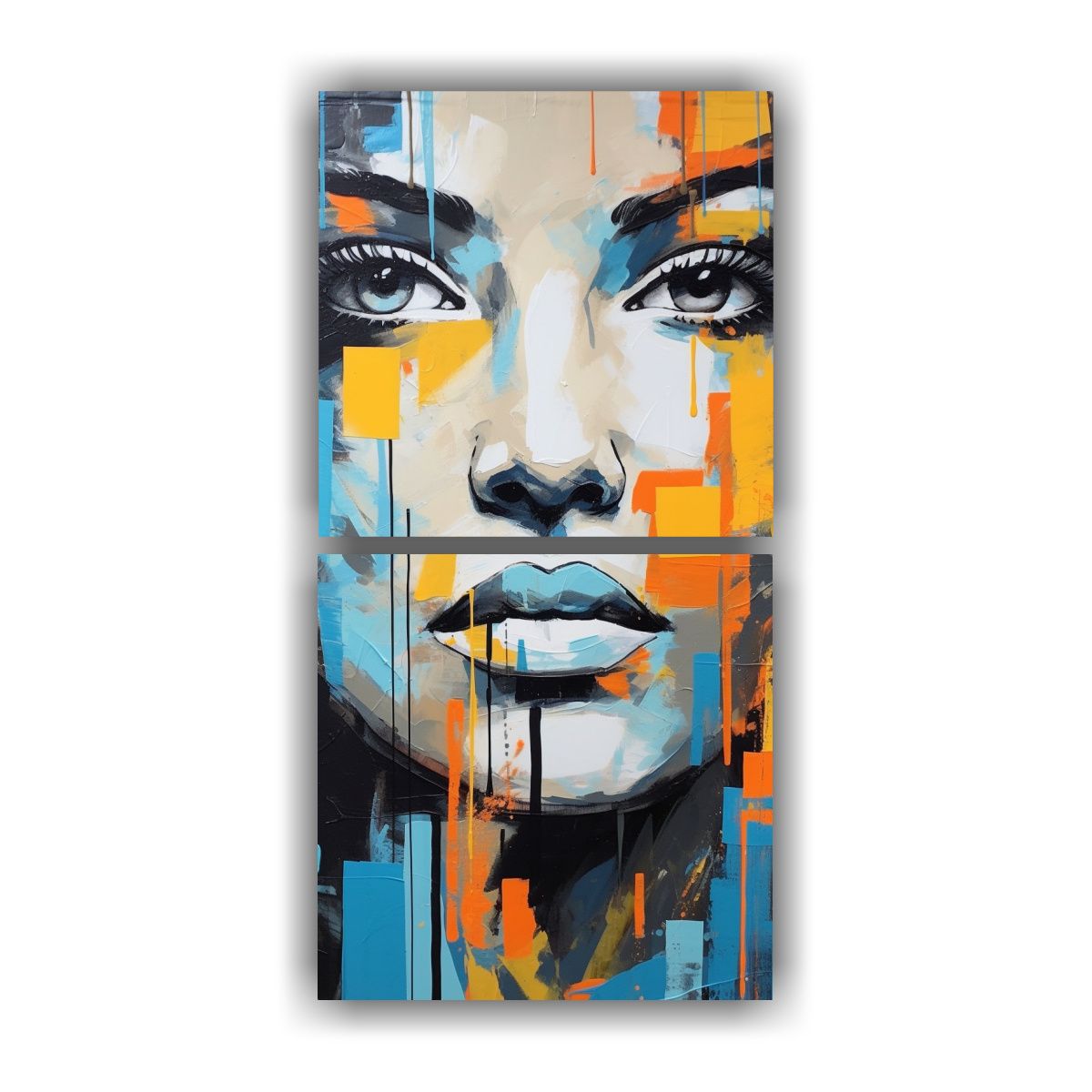 GENERICO - Pintura Abstracta De Retrato De Mujer En Lienzo 40x80 Cm