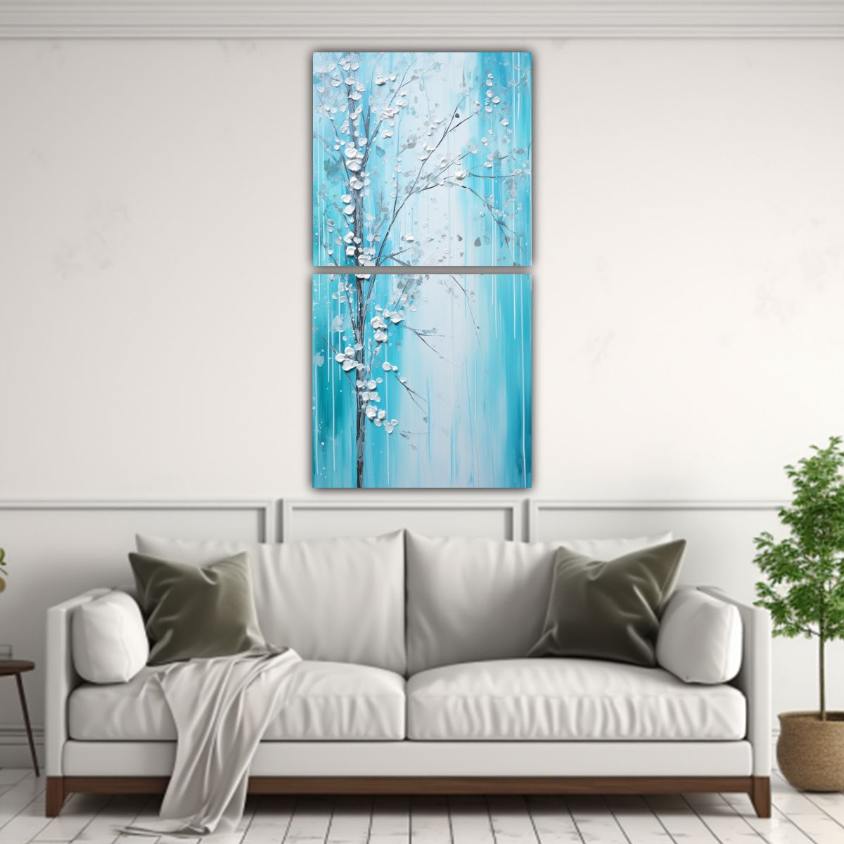 GENERICO - Pintura En Turquesa Y Plata Con Tema Intensidad 20x40 Cm