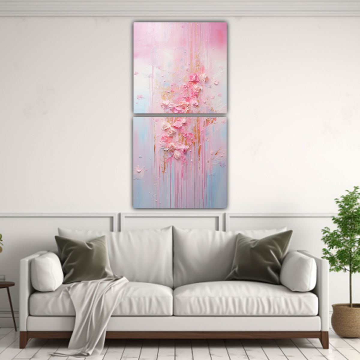 GENERICO - Pintura Exclusiva En Rosa Y Dorado Estilo 60x120 Cm