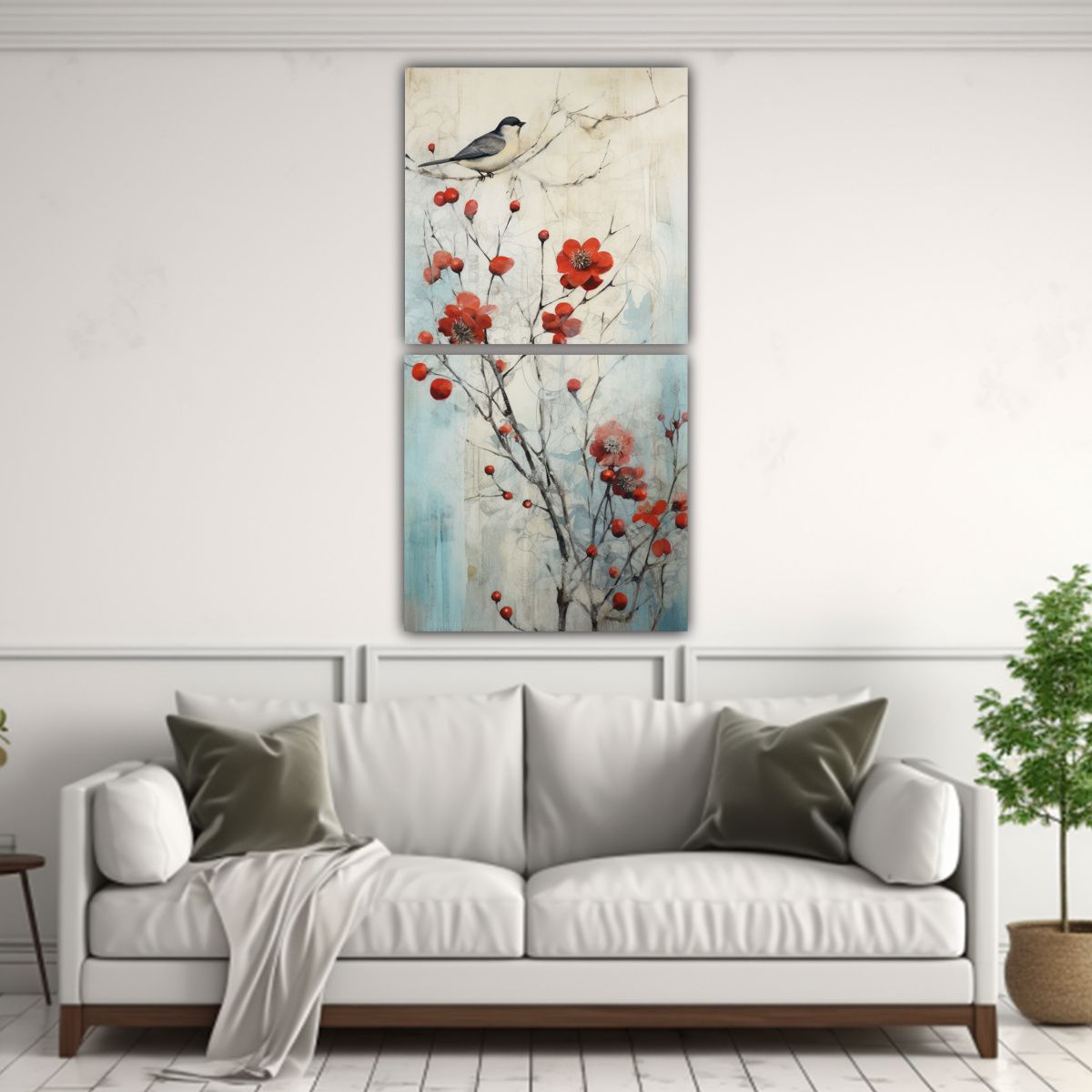 GENERICO - Conjunto 2 Lienzos De Tela Cuadro Época Invierno 40x80 Cm