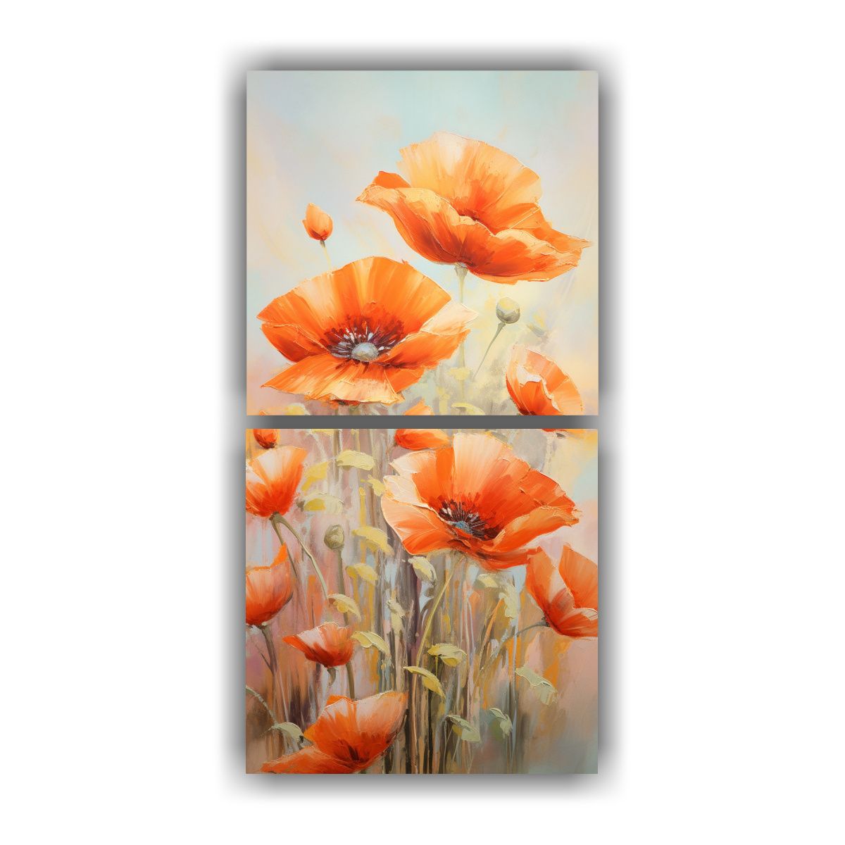 GENERICO - Cuadro Composición Dinámica De Amapolas En 20x40 Cm
