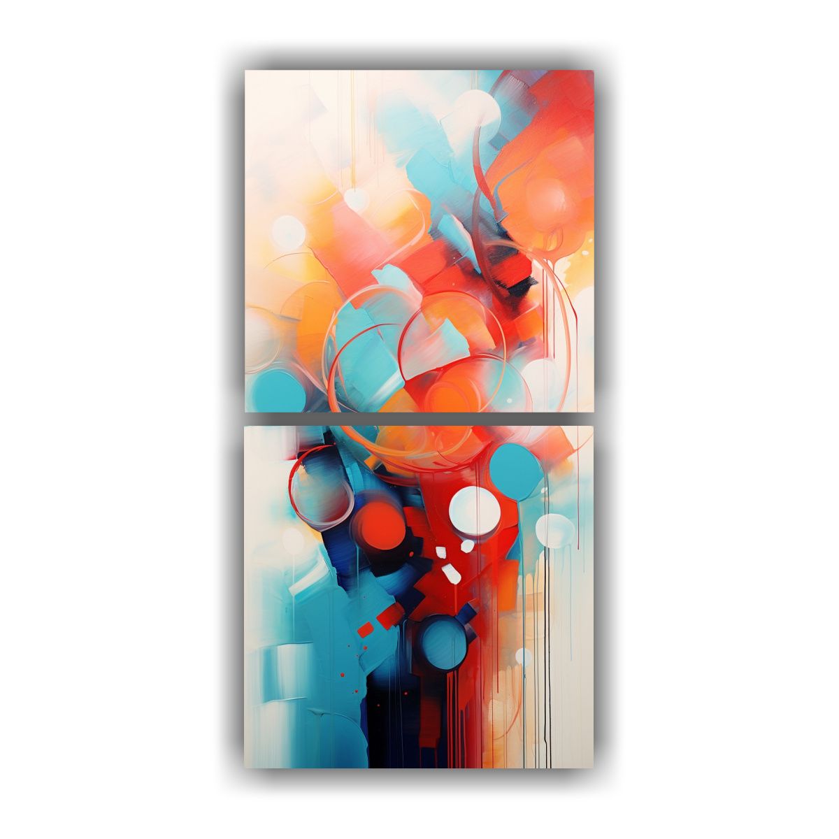 GENERICO - Pintura Abstracta Belleza En Rojo Y Azul En 20x40 Cm
