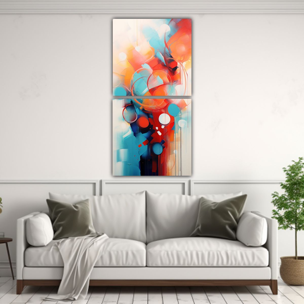 GENERICO - Pintura Abstracta Belleza En Rojo Y Azul En 20x40 Cm