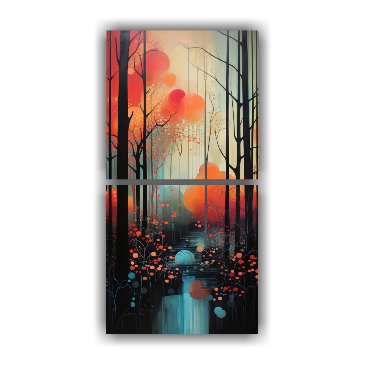 GENERICO - Pinturas Modernas Abstractas De Bosques Set 2 20x40 Cm
