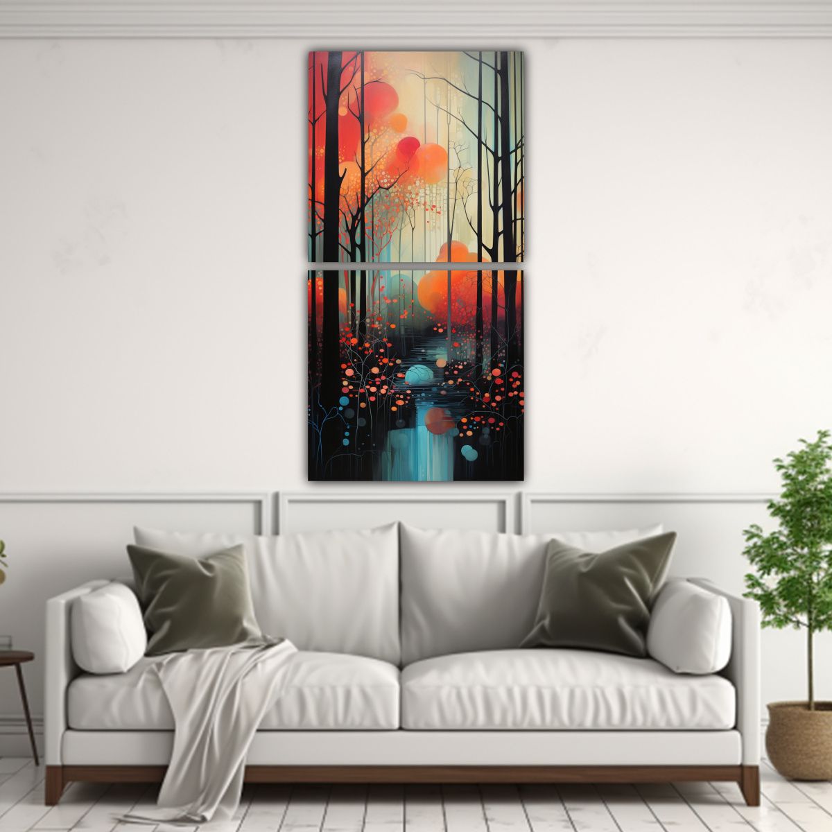GENERICO - Pinturas Modernas Abstractas De Bosques Set 2 20x40 Cm