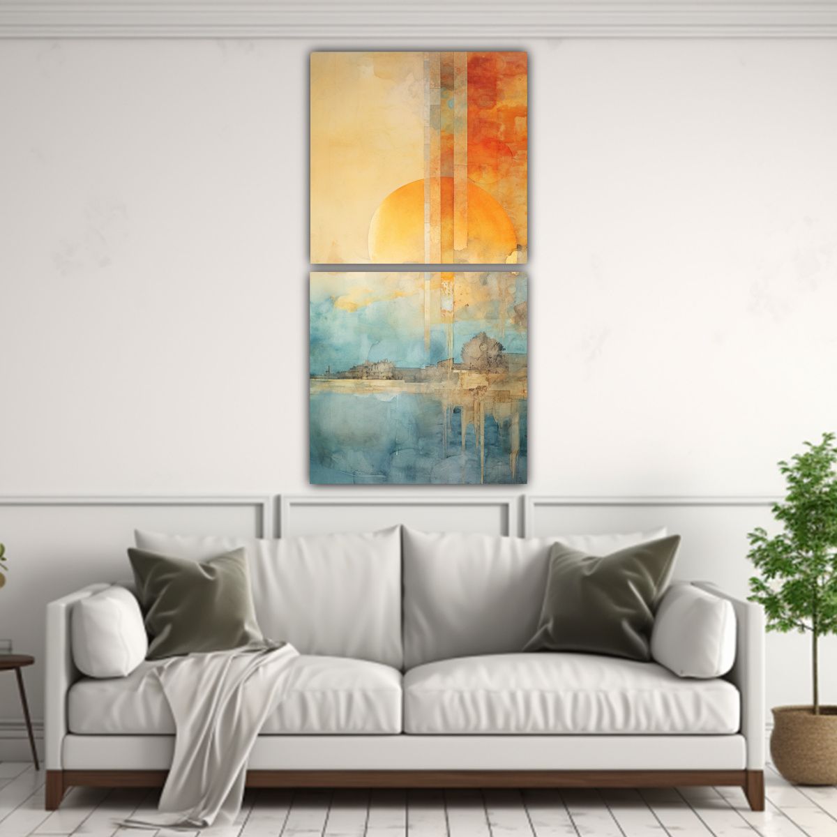 GENERICO - Dos Artes De Pared Inspiración Luminosa Pintura 20x40 Cm