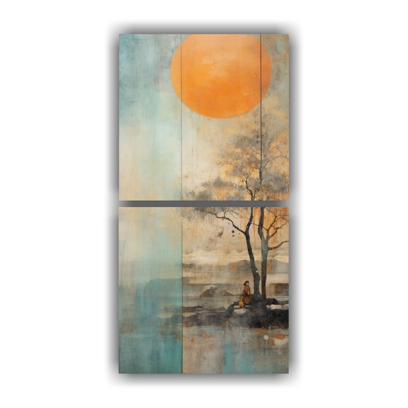 GENERICO - Pintura Acuarela Para Cuarto Con Colores Naranja 60x120 Cm