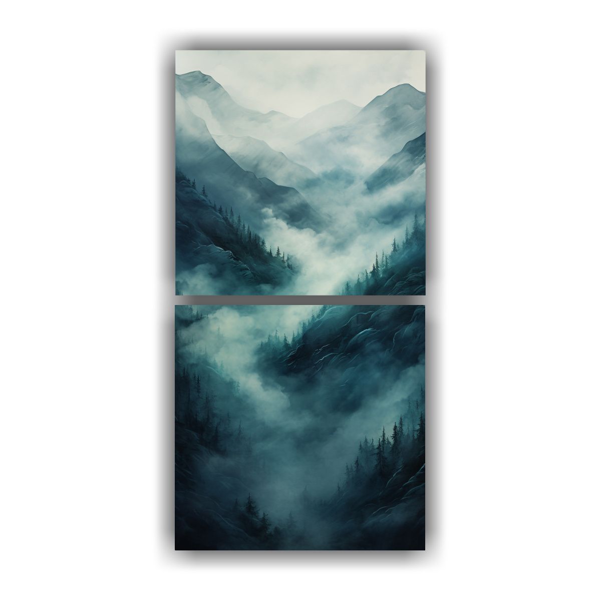 GENERICO - Paisaje Montañoso Noruego En Tonos Verde Azulado 60x120 Cm