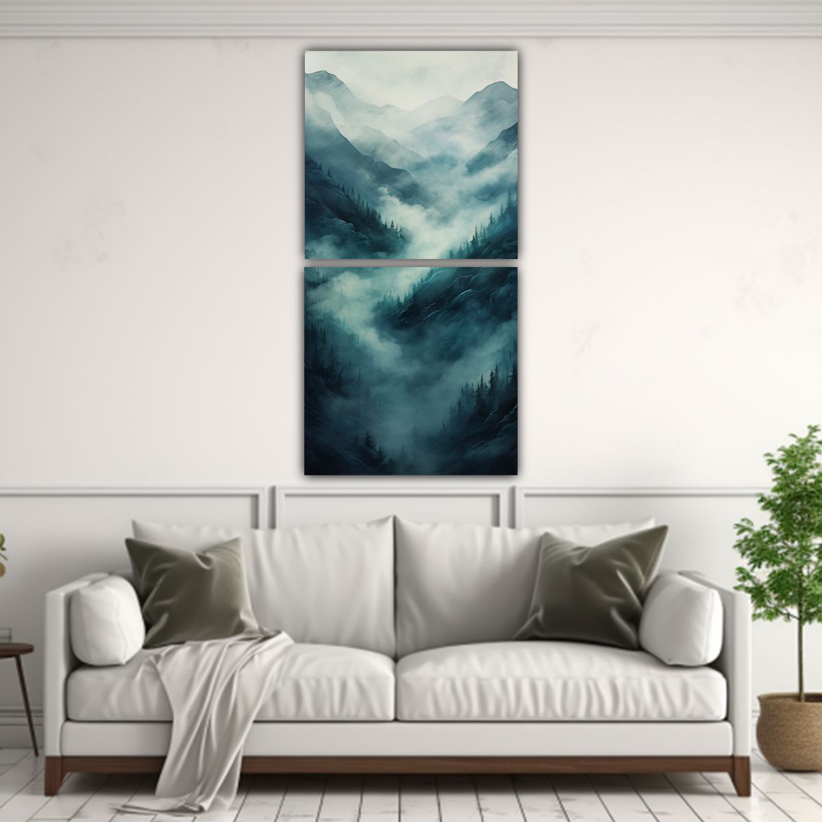 GENERICO - Paisaje Montañoso Noruego En Tonos Verde Azulado 60x120 Cm