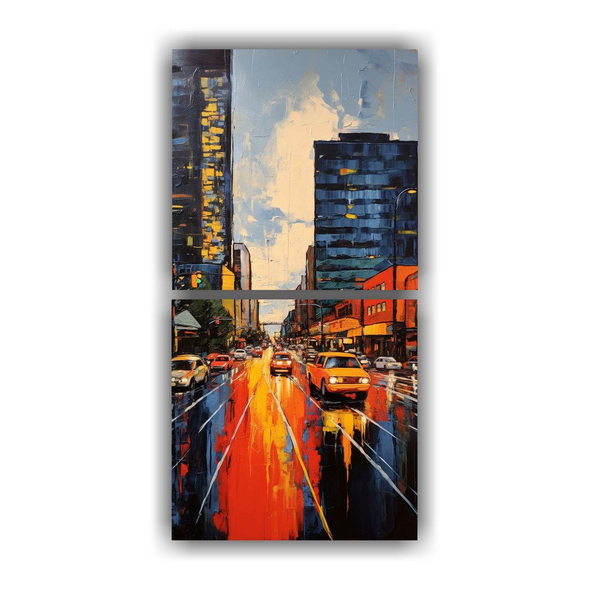 GENERICO - Paisaje Urbano Neoexpresionista De La Decoración 30x60 Cm