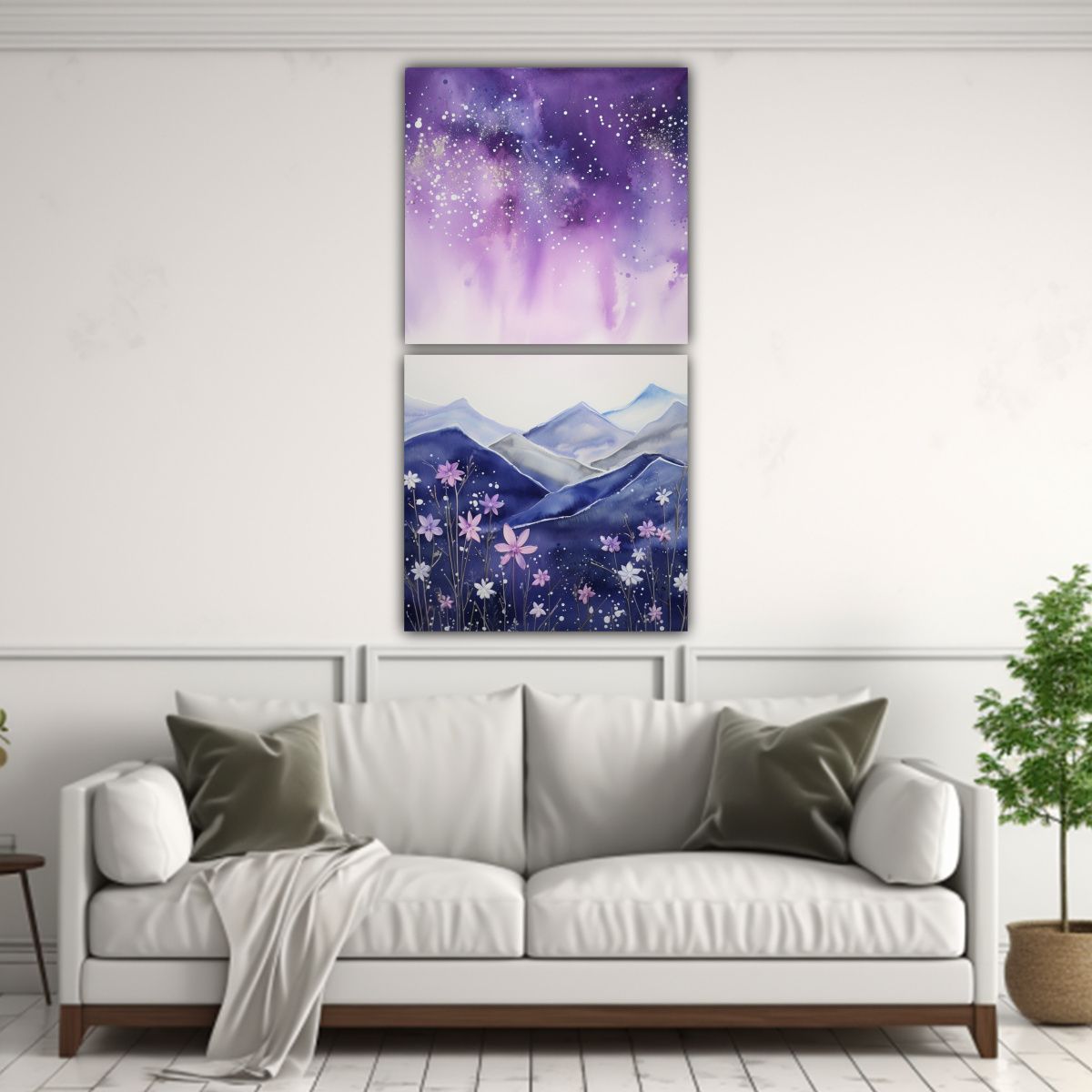 GENERICO - Set 2 Pinturas Impactantes Paisaje Montañoso Con 50x100 Cm