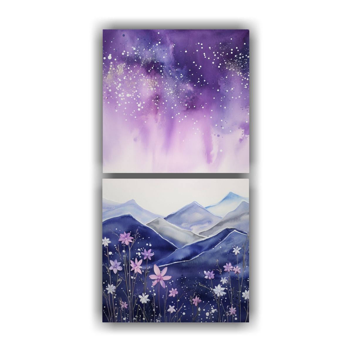 GENERICO - Set 2 Pinturas Impactantes Paisaje Montañoso Con 20x40 Cm
