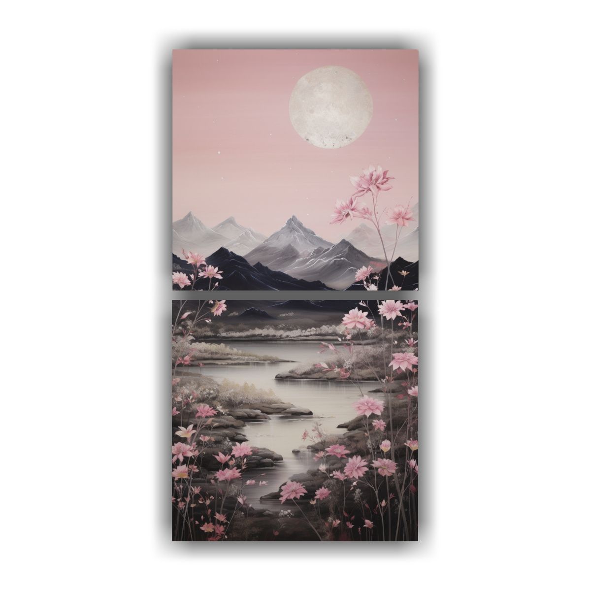GENERICO - Díptico Impacto Visual Paisaje Montañoso De 20x40 Cm
