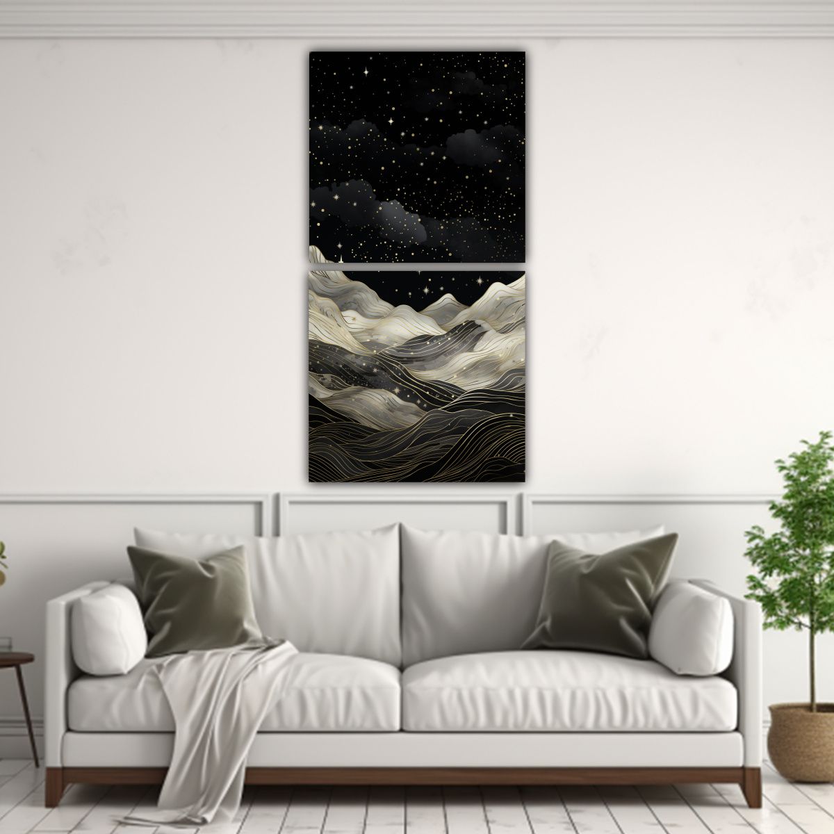 GENERICO - Dos Pinturas De Pared De Diseño Montaña Con 50x100 Cm