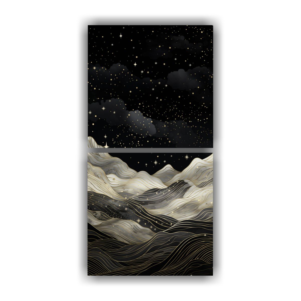 GENERICO - Dos Pinturas De Pared De Diseño Montaña Con 20x40 Cm