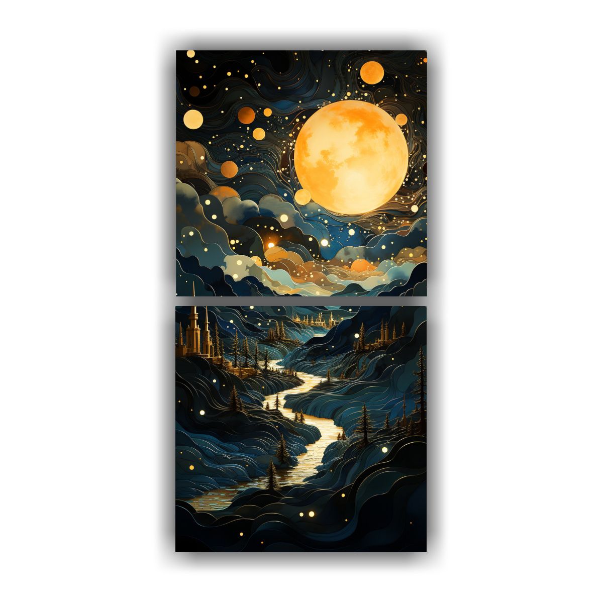 GENERICO - Cuadros De Paisajes De Montañas Y Fases De La 20x40 Cm