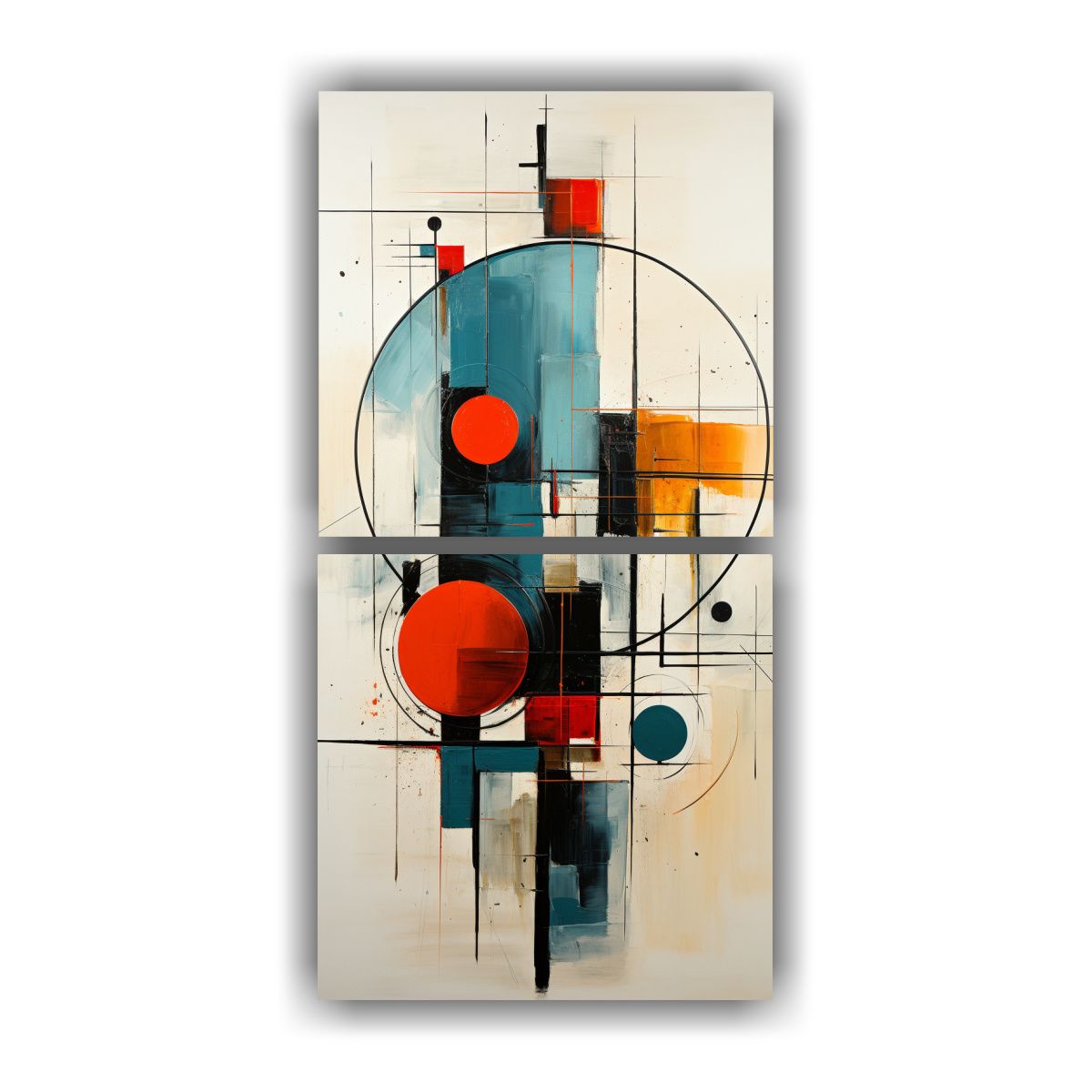 GENERICO - Cuadro De Arte Abstracto Moderno Midcentury De 20x40 Cm