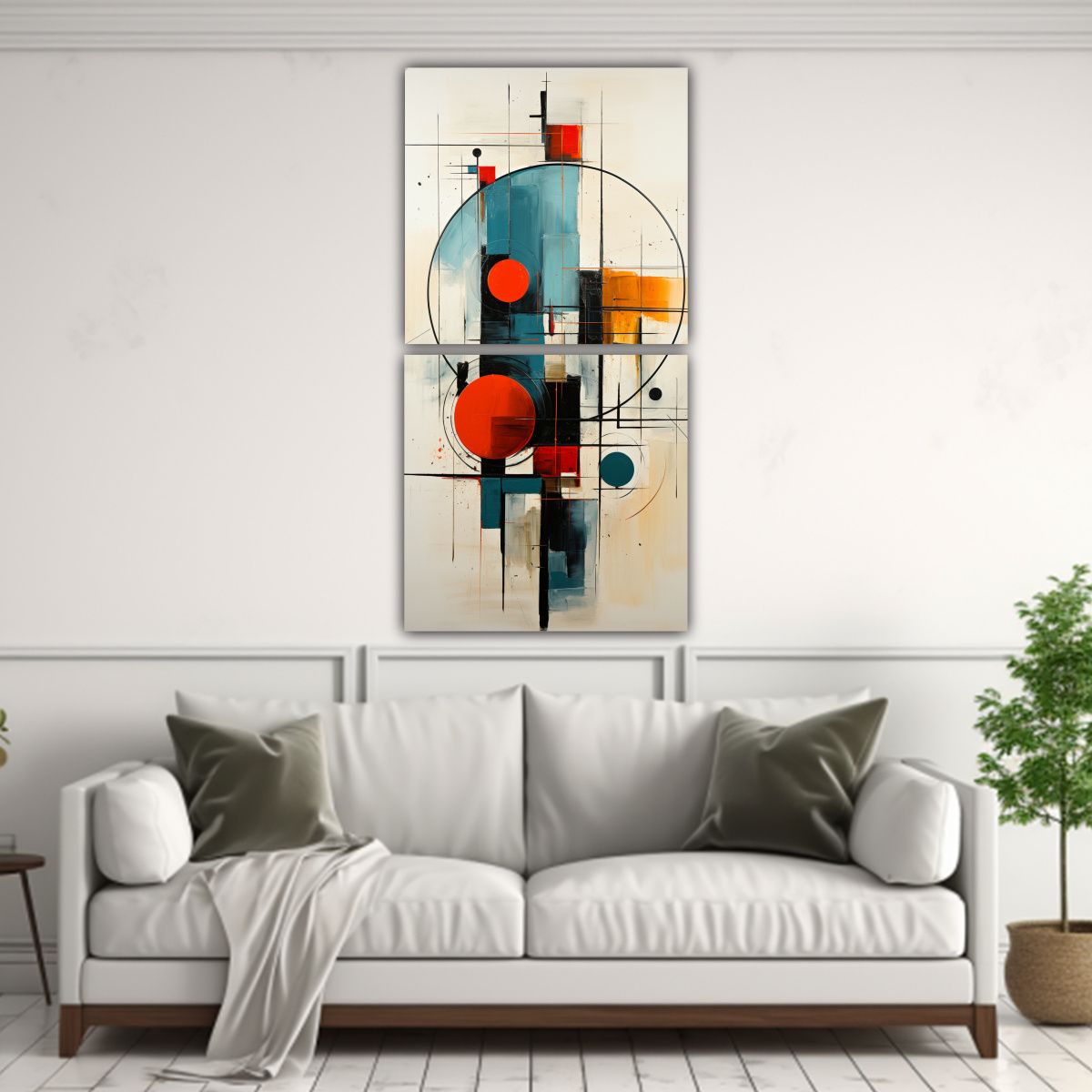 GENERICO - Cuadro De Arte Abstracto Moderno Midcentury De 20x40 Cm