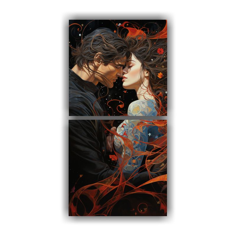 GENERICO - Cuadros Abstractos Intertwined De Amantes Con 50x100 Cm
