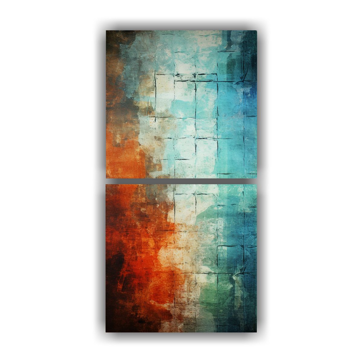 GENERICO - Set De 2 Cuadros Conceptuales Florales Grunge 40x80 Cm