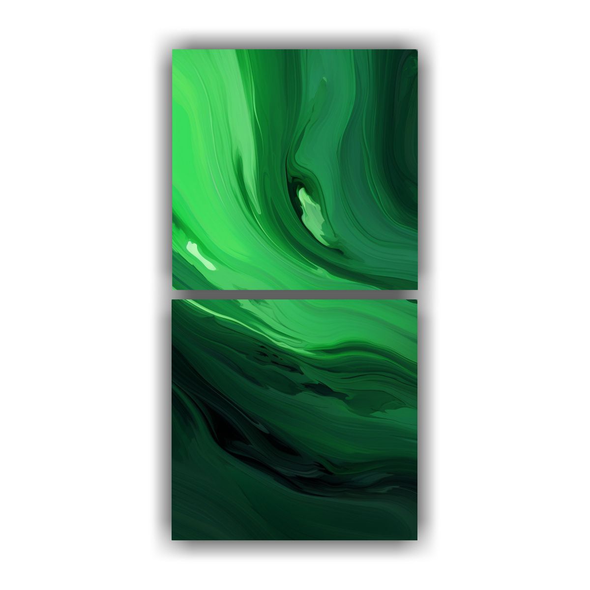 GENERICO - Cuadro Abstracto Verde Con Detalle De Dibujo En 50x100 Cm