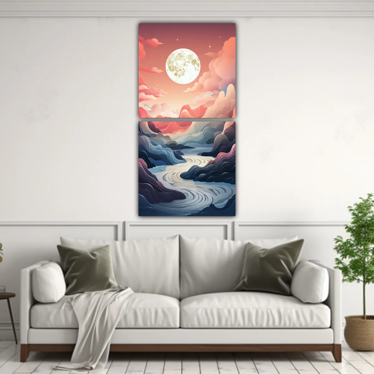 GENERICO - Cuadro Acuarela Arte Gráfico Surrealista Para 60x120 Cm