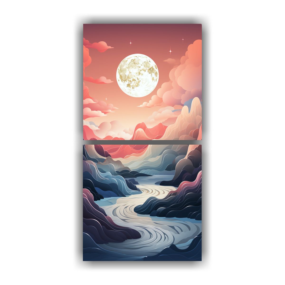 GENERICO - Cuadro Acuarela Arte Gráfico Surrealista Para 20x40 Cm