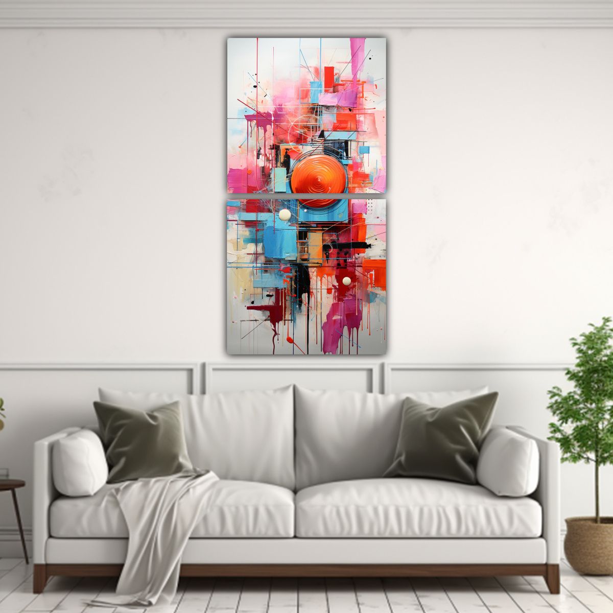 GENERICO - Pintura Abstracta Con Influencia De Graffiti 20x40 Cm