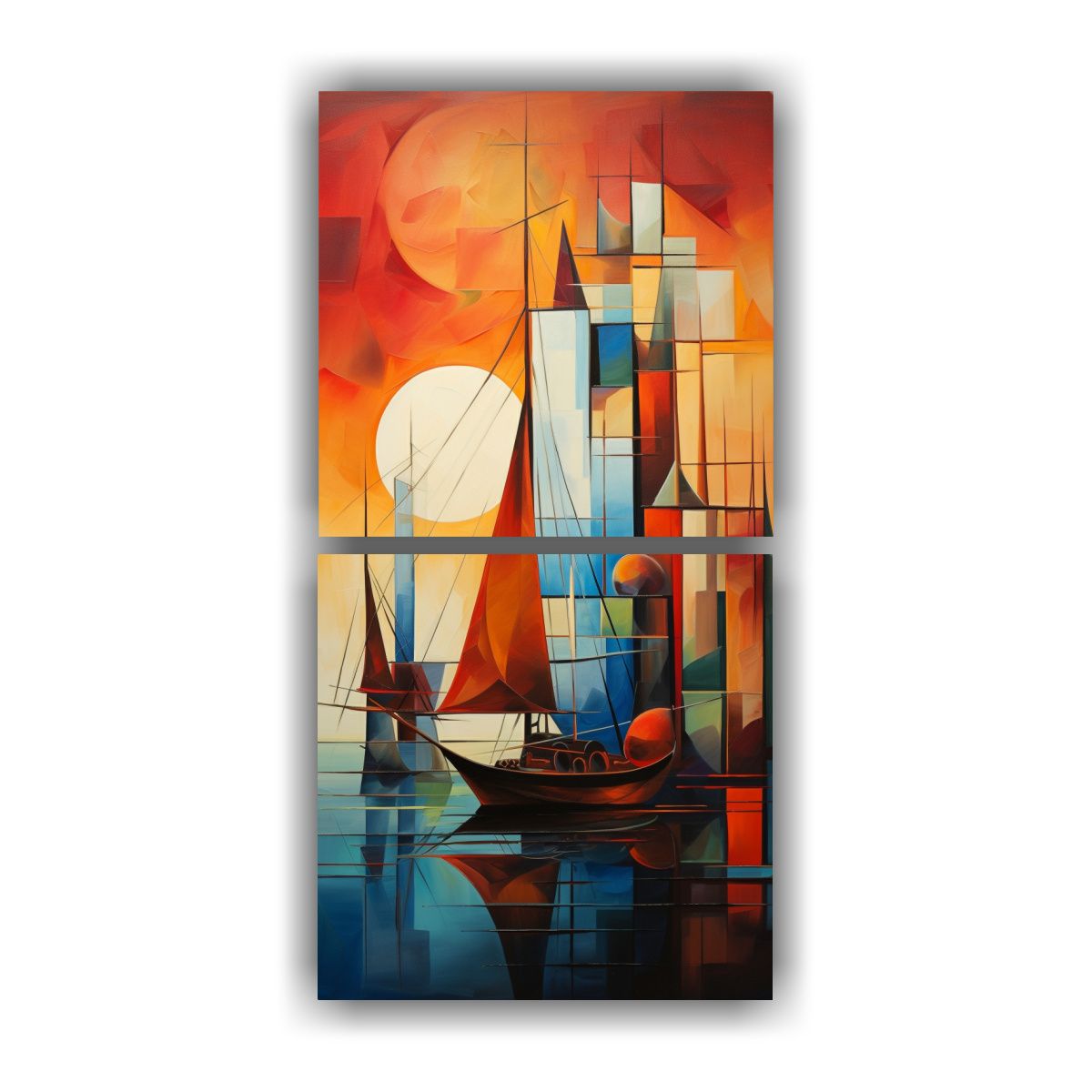 GENERICO - Cuadros Barcos Abstractos De Expresión Linda 60x120 Cm