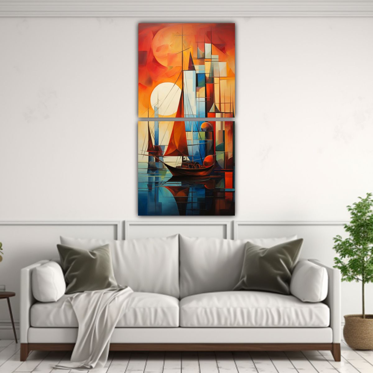 GENERICO - Cuadros Barcos Abstractos De Expresión Linda 60x120 Cm