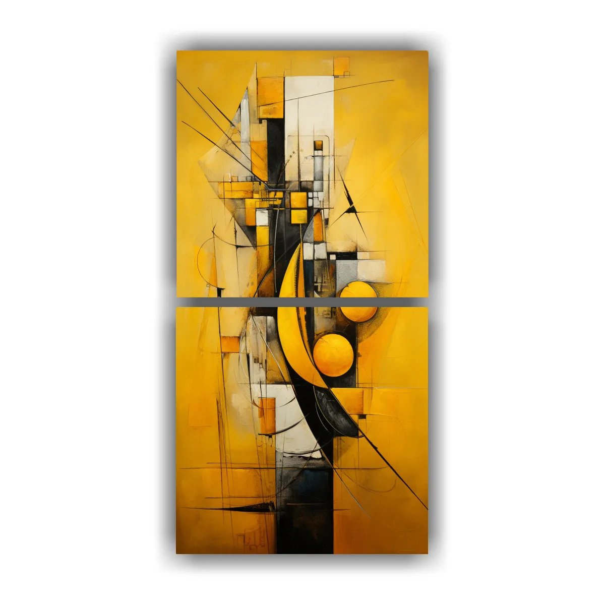 GENERICO - Cuadros Abstractos En Tonos Amarillos Belleza 60x120 Cm
