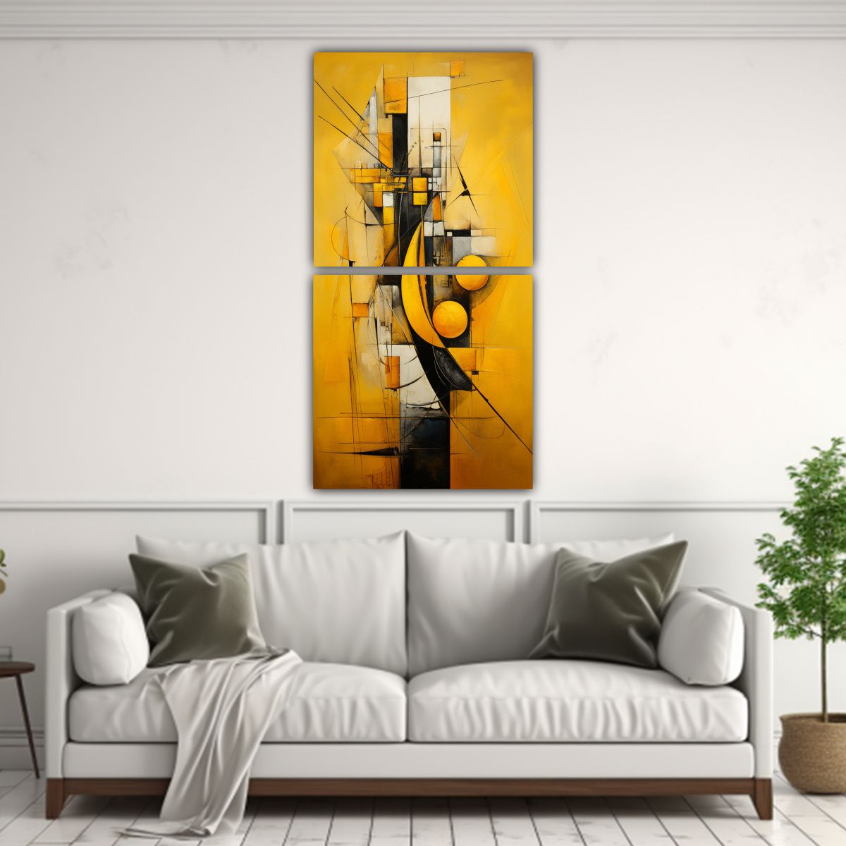 GENERICO - Cuadros Abstractos En Tonos Amarillos Belleza 20x40 Cm