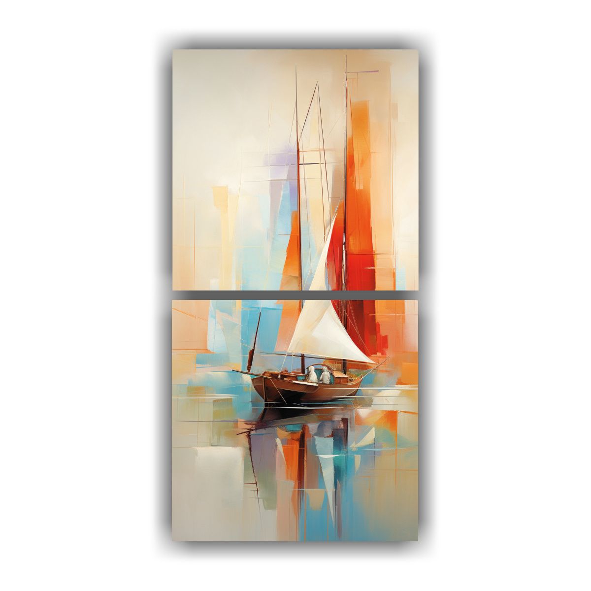 GENERICO - Cuadros Abstractos De Barcos Coloridos Para 20x40 Cm