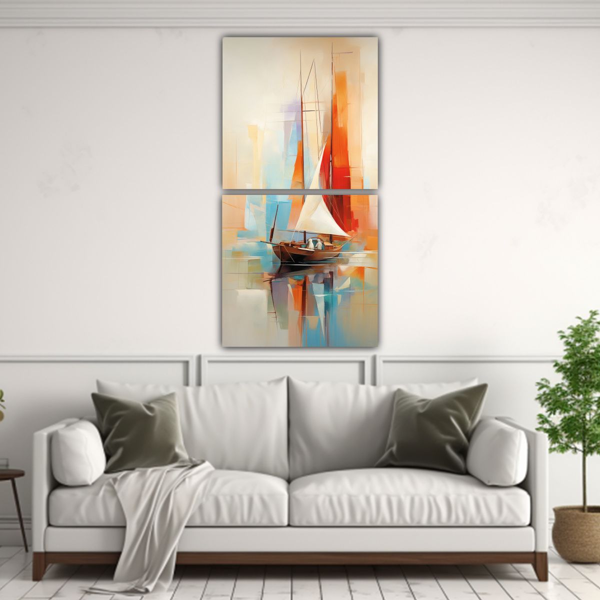 GENERICO - Cuadros Abstractos De Barcos Coloridos Para 20x40 Cm