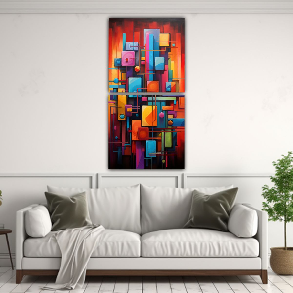 GENERICO - Cuadros Abstractos Con Colores Fríos Dos 20x40 Cm