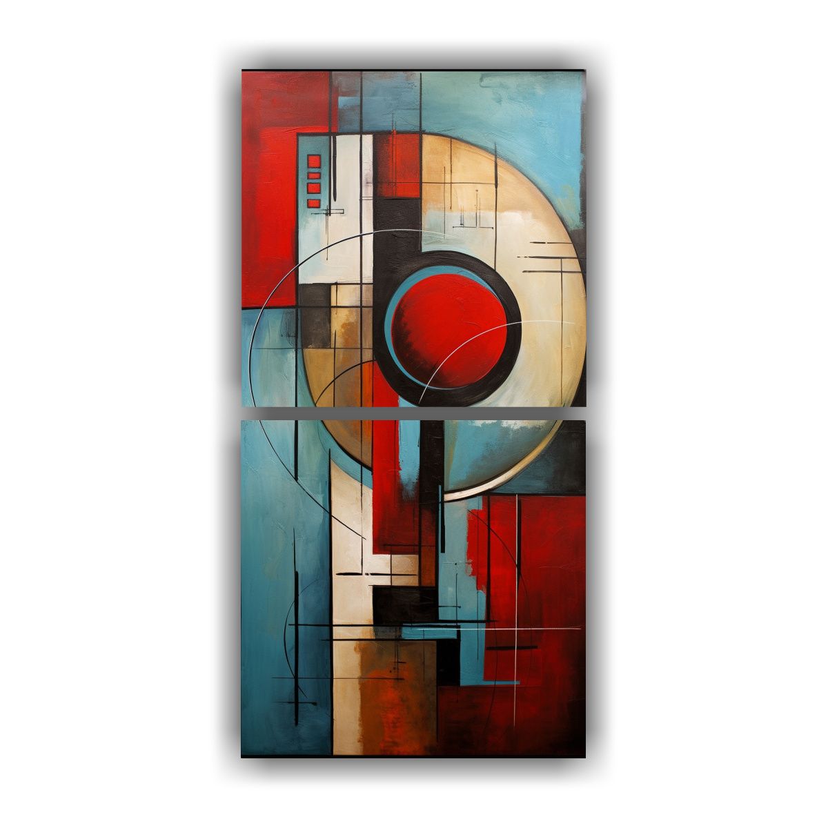 GENERICO - Set 2 Telas Impresas Composición Abstracta 20x40 Cm