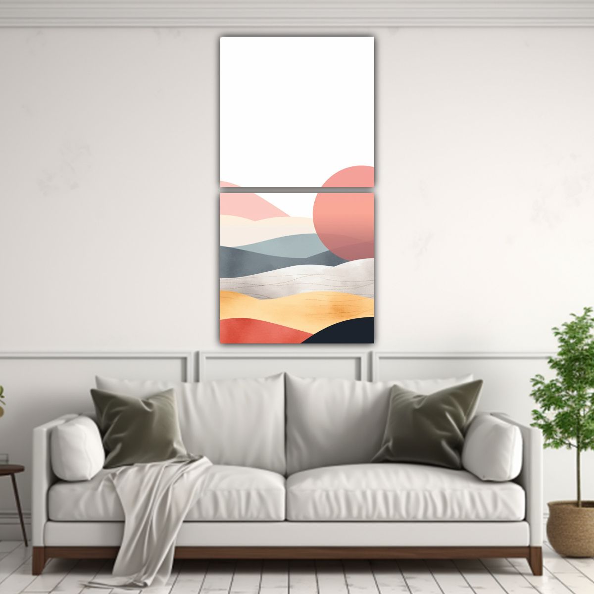 GENERICO - Set 2 Canvas Tema Adorno Boho Minimalista Arte 60x120 Cm