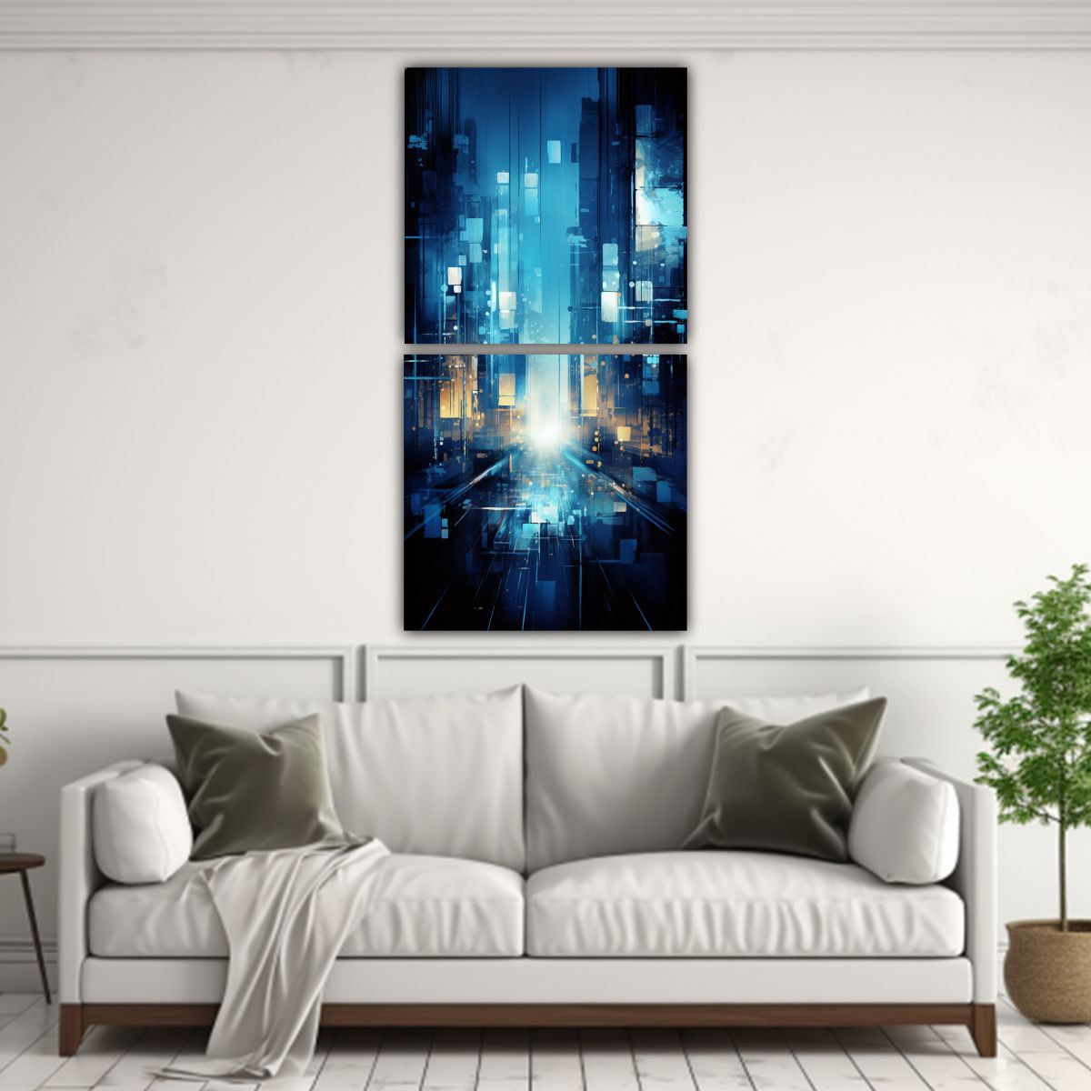 GENERICO - Pinturas Decorativas Azul Y Gris En Una 60x120 Cm