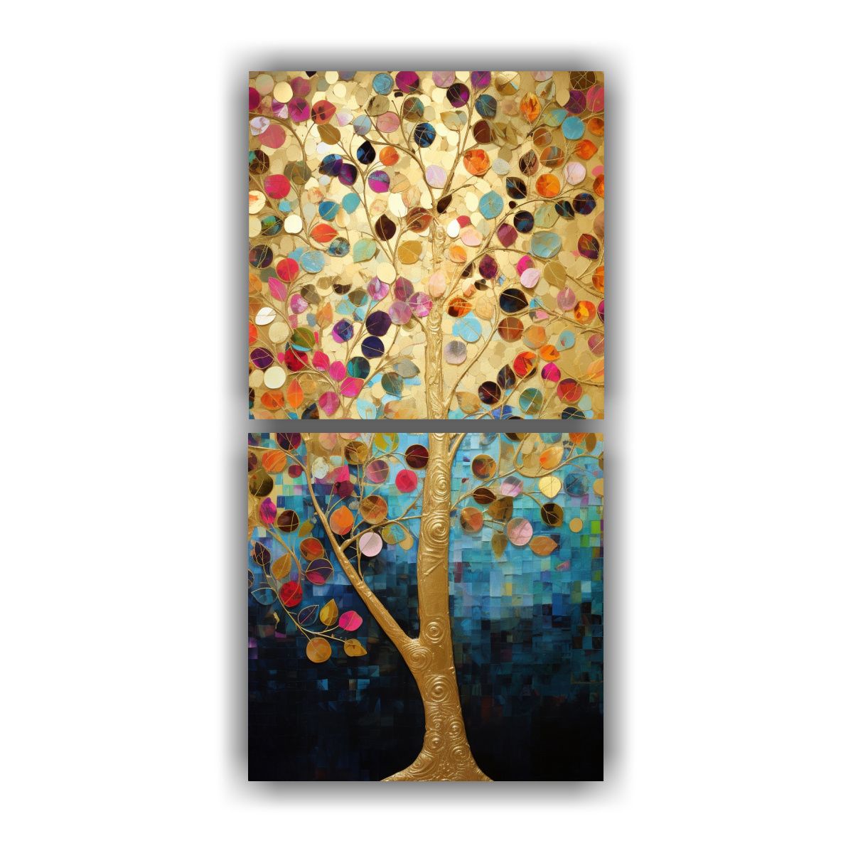 GENERICO - Pintura Decorativa De árbol Con Detalles 40x80 Cm