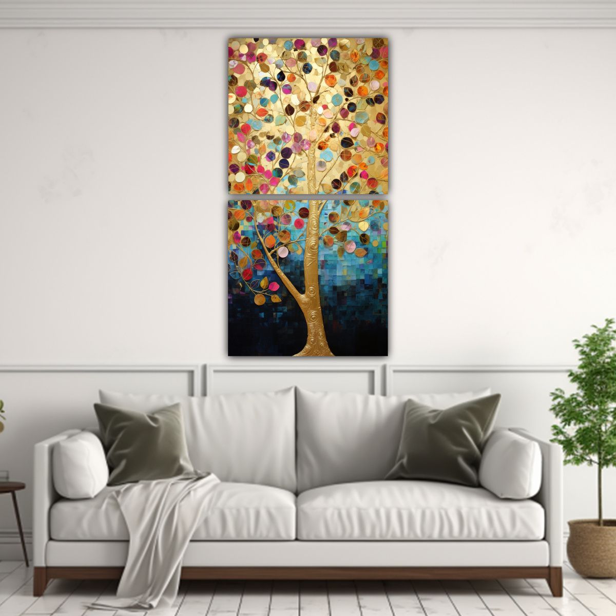 GENERICO - Pintura Decorativa De árbol Con Detalles 40x80 Cm