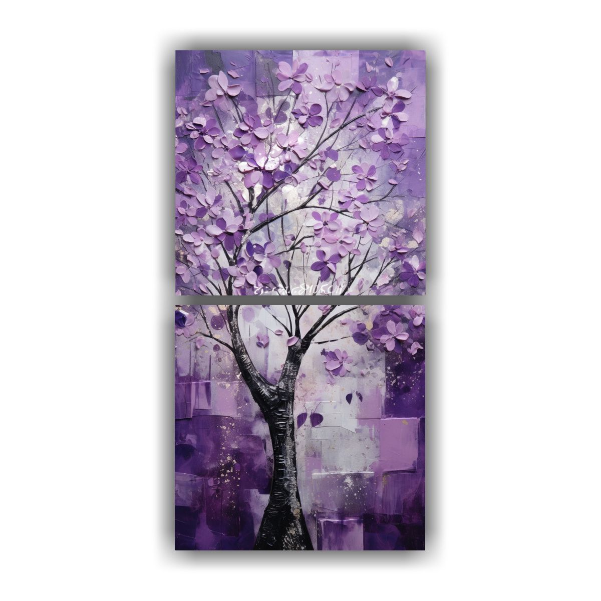 GENERICO - Cuadro Composición Regalo En Púrpura Y Plata En 30x60 Cm