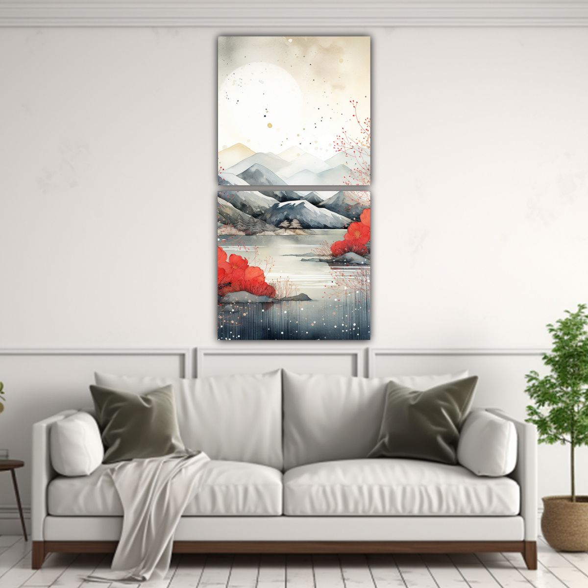 GENERICO - Pinturas Decorativas De Montañas Reflejadas En 50x100 Cm