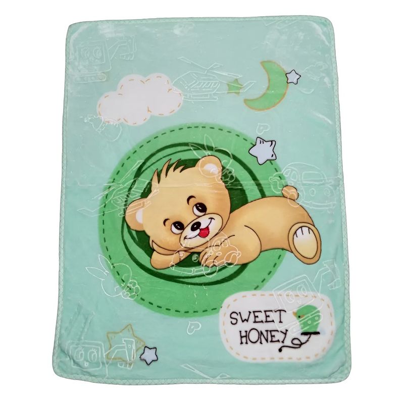 GENERICO - Frazada suave para bebé oso luna verde 00240VE